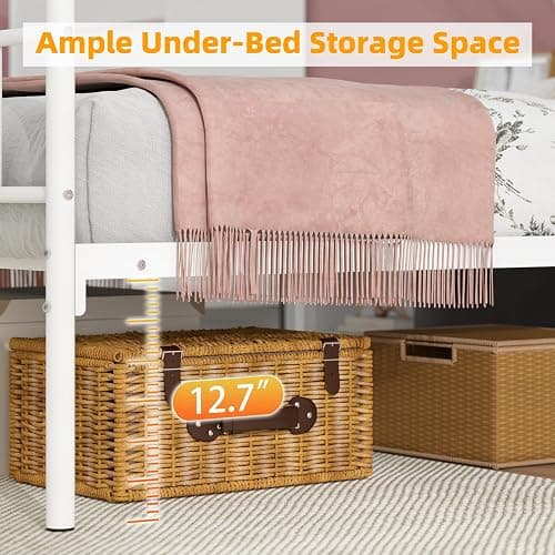 Weehom Twin Canopy Bed Frame with Headboard and Footboard, 4 Posters Metal Bed Frame, No Box Spring Needed, Mattress Foundation Platform Bed for Kids and Adults, White thumbnail 6