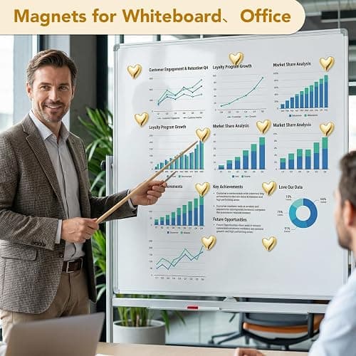 BESARME 18PCS Fridge Magnets, Gold Refrigerator Magnets, Small Cute Heart-Shaped Fridge Decor, Locker Magnets for Home, Kitchen, School, Office, Whiteboard thumbnail 5