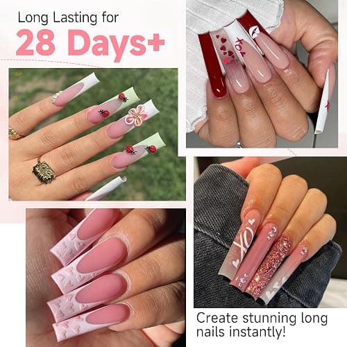 UNA GELLA Extra Long Tapered Sqaure Nail Tips Full Cover 504pcs No C Curve Clear Gel Nail Tips XXL Long Straight Nails Tips Acrylic Nails Square Gel Nails for DIY Nail Art 12 Sizes thumbnail 2