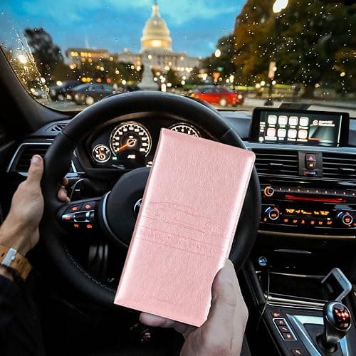TOURSUIT Car Registration and Insurance Card Holder, Vehicle License Document Glove Box Compartment Organizer, Interior Car Accessories for Women Men Teens (Rose Gold) thumbnail 6