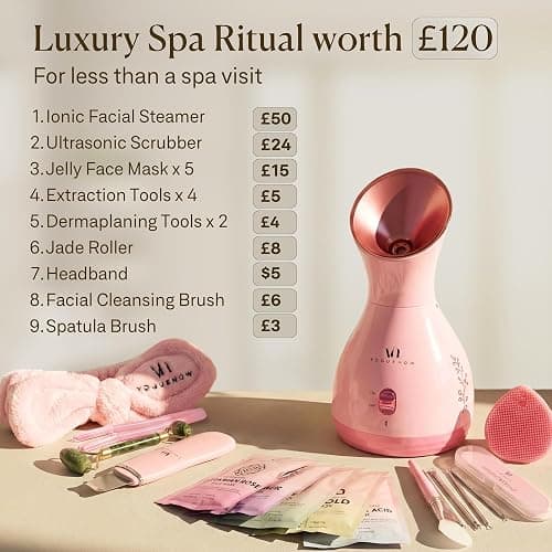 Facial Steamer Spa Kit with Complimentary 17 Skin Care Tools | Face Steamer for Facial Deep Cleaning with Towel Warmer & Humidifier Mode| Self Care Gifts for Women, Spa Gifts, Birthday Gifts for Women | 17 Skincare Tools with Towel Warmer & Humidifier Mode, Best Self Care & Spa Gifts, Birthday Gifts for Women thumbnail 3