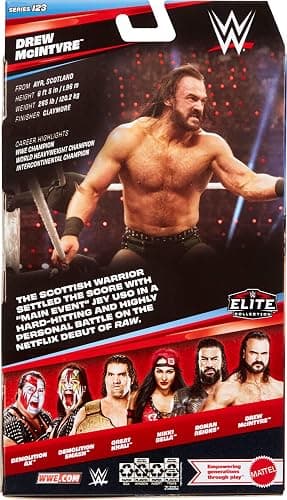Mattel WWE Elite Action Figure & Accessories, Series #123 Set, 6-inch Collectible Drew McIntyre with 25 Articulation Points & Swappable Hands thumbnail 6