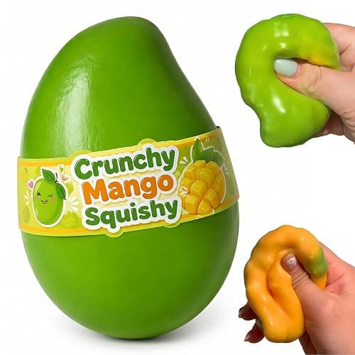Crunchy Mango Squishy - Heat Activated Color Changing Mango Fidget Toy, Realistic Fruit Sensory Squeeze Ball with Crunchy ASMR Feel for Adults，1PC Mango - Image 1