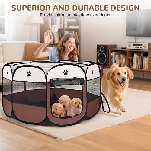 FurNest Pop-up Playpen for Puppy, Portable and Foldable Exercise Kennel Tent Crate Indoor/Outdoor Travel Camping, Removable Zipper Top thumbnail 6