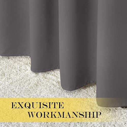 NICETOWN Grey Blackout Patio Sliding Door Curtains 84 inch Length, Grommet Room Divider Thermal Insulated Curtain Drapes for French Door/Living Room (Gray, W100 x L84, 1 Panel) thumbnail 7