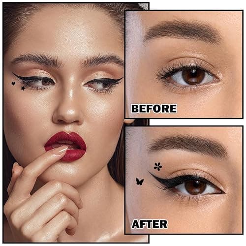 XINGXYUEL 5PCS Liquid Winged Eyeliner Stamp Pen Set - Double-headed Black Eye Liner Pencil - Long-lasting Waterproof Stamp Eyeliner Set for Eye Makeup - Star, Heart, Flower, Butterfly, Triangle thumbnail 3