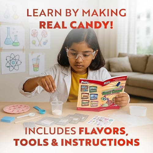 Playz Edible Candy Making Science Kit for Kids Ages 8-12 Years Old - Food Science Chemistry Kid Science Kit with 40 Experiments to Make Your Own Chocolates, Educational Science Kits for Boy & Girls thumbnail 5