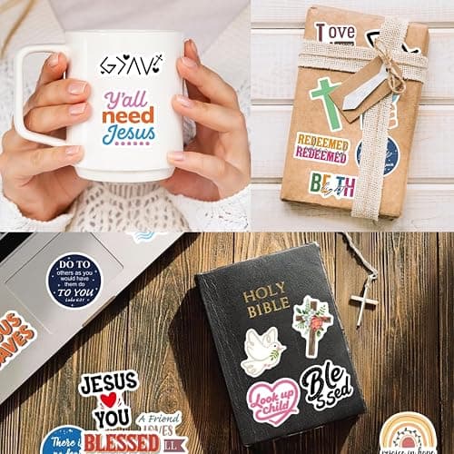 300PCS Inspirational Christian Stickers, Vinyl Waterproof Jesus Bible Verse Stickers for Prayer Board Scrapbook Water Bottle Laptop Journaling, Religious Faith Christian Gifts for Women Men Kids thumbnail 6
