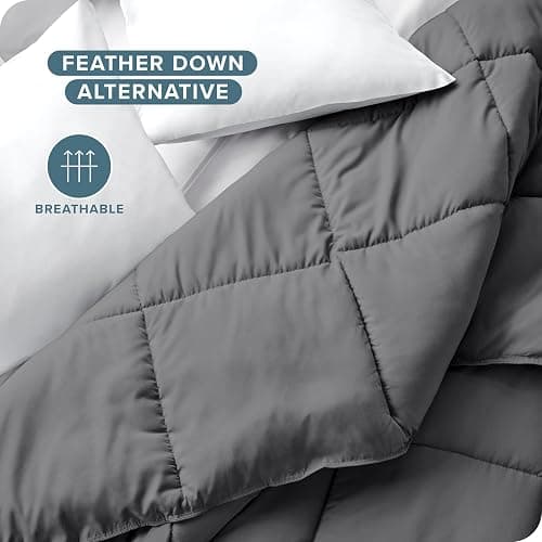 Bare Home Duvet Insert Comforter - Twin/Twin Extra Long - 8 Duvet Loops - Goose Down Alternative - Ultra-Soft - Premium 1800 Series - All Season Warmth - Bedding Comforter (Twin/Twin XL, Grey) thumbnail 7