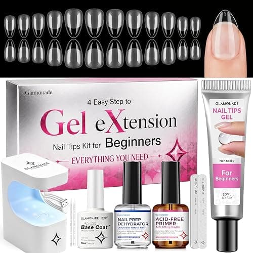 Glamonade Nail Extension Starter Kit: Short Almond 504Pcs Gel Tips Set - Image 1