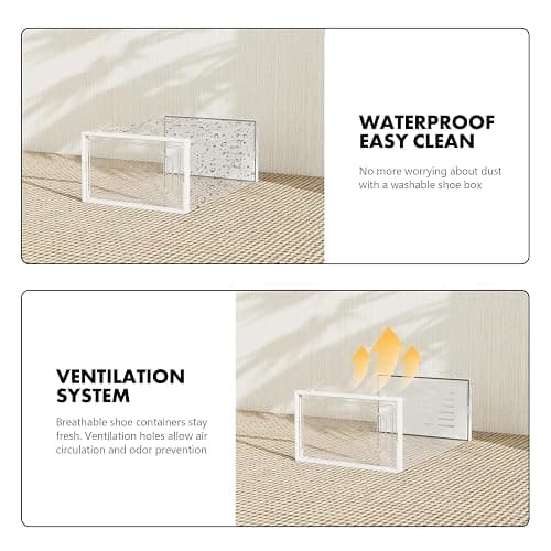 SEE SPRING Shoe Storage Boxes, Clear Plastic Stackable Shoe Organizer for Closet, Shoe Rack & Holder Sneaker Container, 12 Pack Clear thumbnail 6