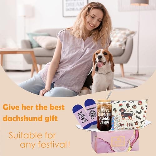 Dachshund Gifts for Women Dachshund Unique Gift Basket with Novelty Socks for Dog Mom Dog Lover Funny Bag Birthday Gifts Christmas Gifts for New Puppy Owners thumbnail 7