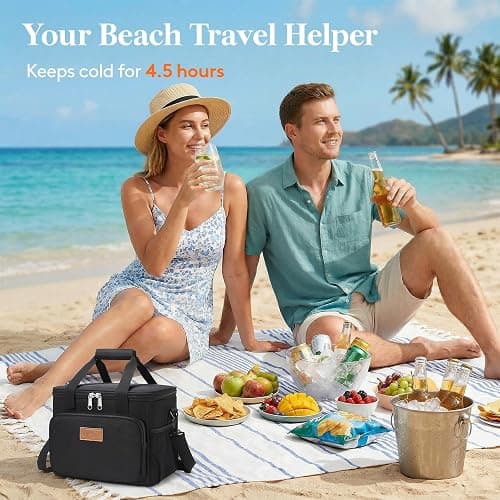 Lifewit Medium Lunch Bag, Insulated Lunch Box, Soft Cooler Cooling Tote for Adult Men Women, Black 12-Can (9L) thumbnail 2