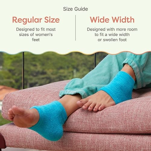 ZenToes Moisturizing Socks for Cracked Heel Treatment, Vitamin E, Olive Oil and Jojoba Oil Heel Socks, Stocking Stuffers for Women, Spa Self Care Gifts for Women (Fuzzy Blue, Regular) thumbnail 8