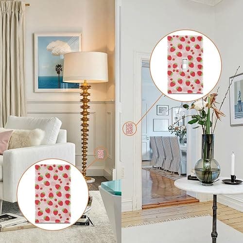xigua Duplex Outlets Wall Plate Cover, Unbreakable Cute Kawaii Strawberry Electrical Plug Cover, Decorative Cover Standard Size 2 Gang 4.53" x 2.76" Screws Included - 1 Pack thumbnail 4