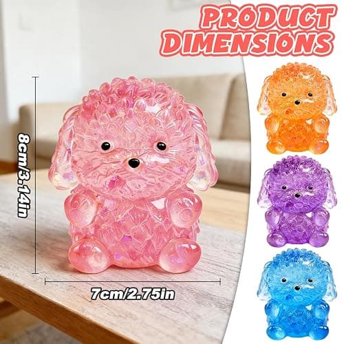 4 Pcs Sugar Squishy Toys Teddy Dog Stress Balls, Slow-Rise Sensory Fidget Toy, Easter Basket Stuffers, Glitter Squishy Teddy Dog Stress Relief Toys for Kids Adults, Party Favors, Birthday thumbnail 2