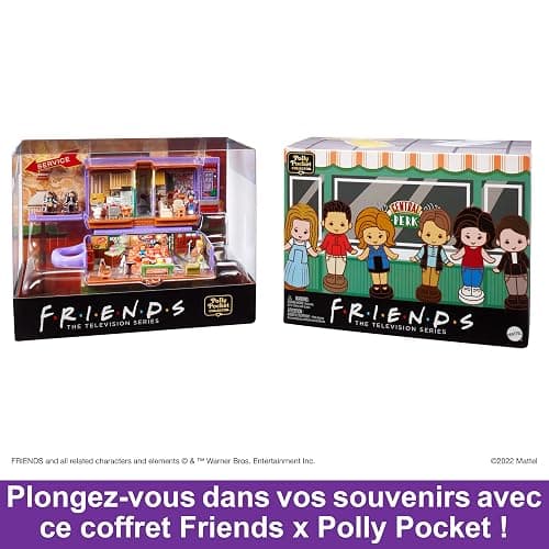 Polly Pocket Coffret Exclusif Friends Forme Tasse À Café Central Perk, avec 6 Poupées, 9 Accessoires Et 3 Lieux Emblématiques, À Collectionner, Jouet Adulte, A Partir De 14 Ans, HKV74 thumbnail 4