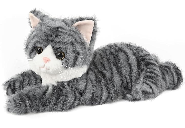 Gray Tabby Cat Stuffed Animals, Microwavable Stuffed Animal Adorable Fluffy Cat Plush for Warmth & Comfort, Heatable & Coolable Lavender Scent Cat Toys, Cute Soft Plushies Cat Gifts for Kids & Adults - Image 1