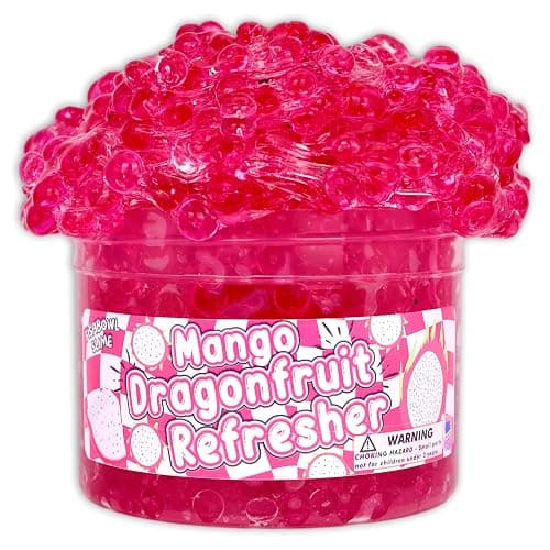 Mango Dragonfruit Refresher (8oz) - Fishbowl Bead Slime - Handmade in USA - Dope Slimes Pink thumbnail 4
