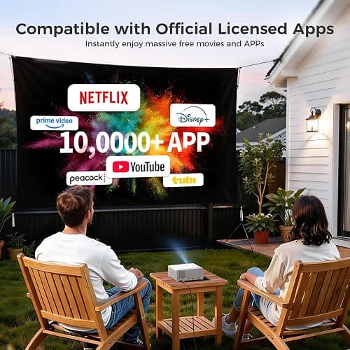 GOODEE Mini Smart Projector with WiFi and Bluetooth - Compatible with Netflix/YouTube/PrimeVideo, Electric Focus & Keystone, Short Throw Portable Video Projector Full HD for Indoor/Outdoor/Camping thumbnail 2