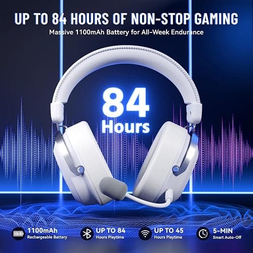 ATTACK SHARK L30PRO Wireless Gaming Headset, 7.1 Surround Sound 50mm Bio-Treiber, 3-Modus 2.4G/BT 5.3/Kabelgebundene Kopfhörer mit Abnehmbarem Mikrofon für PC/PS/Xbox/Switch, 84H Spielzeit-Weiß thumbnail 6