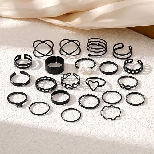 GYRMMUE 22Pcs Kunckle Rings Set for Women Boho Stackable Joint Rings Butterfly Pearl Heart Rings Vintage Open Adjustable Finger Rings Statement Ring Set Jewelry thumbnail 4