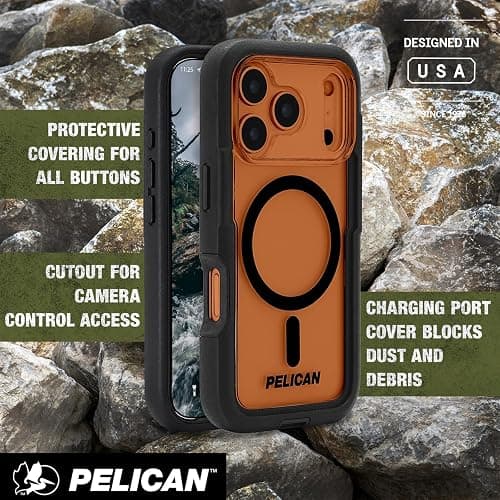 Pelican Voyager iPhone 17 Pro Case [Compatible with MagSafe] Rugged Phone Case w/ 24ft Military-Grade Drop Protection - Heavy Duty Phone Cover w/Belt Clip Holster for iPhone 17 Pro - Black/Clear thumbnail 5