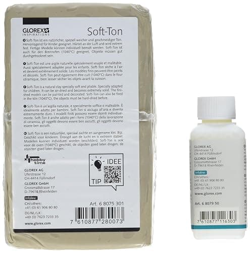 GLOREX 6 8075 300K - Set für Kreative: Soft Ton 2500 g in weiß, lufthärtend oder brennbar und 100 ml Tondicht zur Versiegelung thumbnail 3