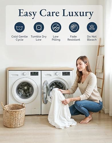 LANE LINEN Eco Friendly 100% Organic Cotton Queen Sheet Set, Soft & Comfy Fully Elasticized 15" Deep Pocket Bed Sheets, Low Pill Naturally Cooling Machine Wash Sábanas Queen- White Bed Sheets thumbnail 8