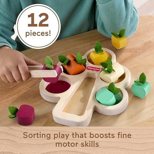 Fisher-Price Wood Montessori Toy Sorting Tree, American Montessori Society Seal of Excellence, Wooden Learning Activity Puzzle & Expert Play Tips for Preschool Kids Ages 3+ Years thumbnail 4
