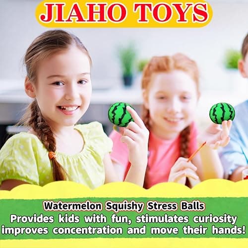 JIAHO Squishy Watermelon Stress Balls for Kids and Adults, Fruit Dough Balls, Fidget Toys, Anxiety Relief Stretch Balls, Squishy Toys for Kids Prizes, Party Favors | Change Color Squeeze Ball thumbnail 4