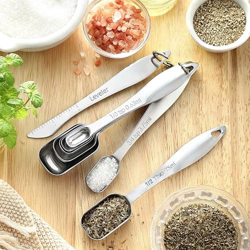 Spring Chef Stainless Steel Measuring Cups & Spoons Set of 20 with Leveler, Nesting 7 Metal Measuring Cups & 13 Spoons for Dry & Liquid Ingredients, Dishwasher Safe Kitchen Tools for Cooking & Baking thumbnail 8