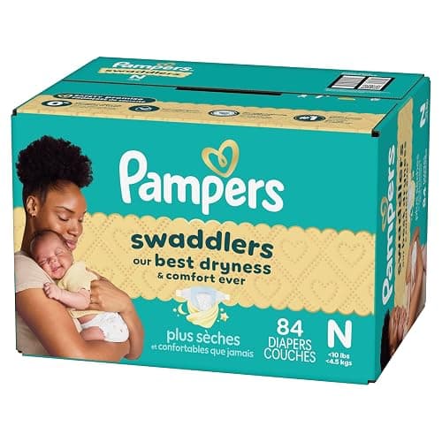 Pampers Swaddlers Newborn Diapers, Size Newborn (10 lbs), 84 Count, Fragrance Free, Hypoallergenic, Absorbent, Pediatrician Recommended, Skin Safe thumbnail 16