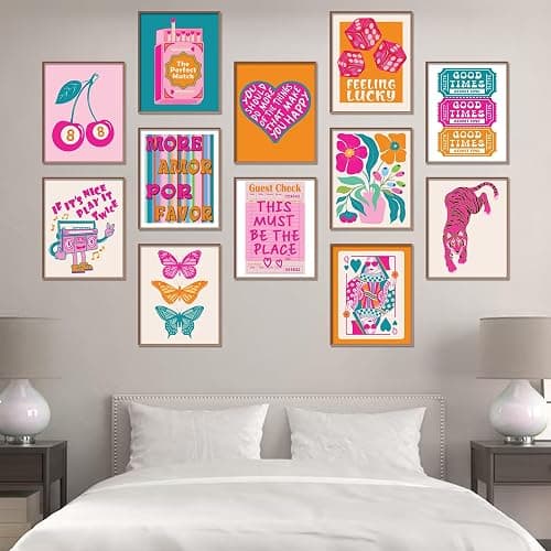 BigWig Prints Preppy Posters - Preppy Wall Decor, Pink And Orange Room Decor, Dopamine Quirky Wall Art, Y2K Posters, Cute Dorm Pictures, Vibrant Retro Pop Art Prints - Unframed Set Of 12 (8x10) thumbnail 7