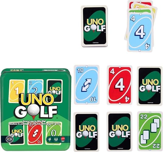 Mattel Games UNO Golf Card Game in Storage & Travel Tin for Kid & Family Nights, Parties & Vacations, 2 to 8 Players Ages 7+ Years (Amazon Exclusive) thumbnail 2