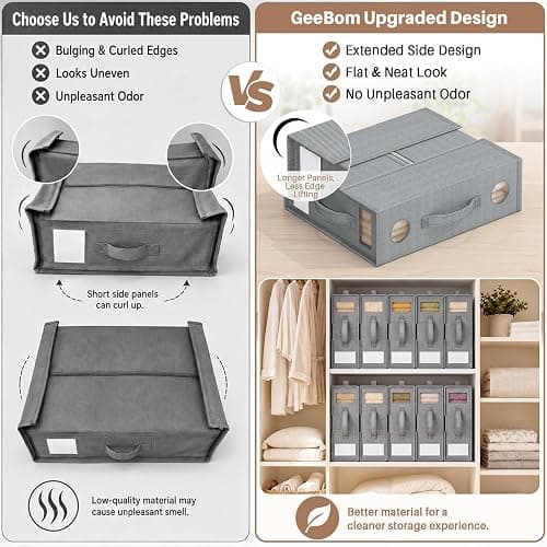 6 Pack Sheet Organizers and Storage, Thickened & Durable Sheet Organizer | Sheet Holders with Label Window & Handles, Bed Sheet Storage for Linen Closet, Bedding Storage Boxes for Queen & King Sheet thumbnail 4