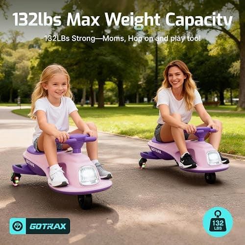 Gotrax WG1 Electric Wiggle Car for Kids, 12V Big Battery up to 120Min Playtime, Music Speaker &Rear Flash Wheels, Battery Display & Easy Assembly w/Pedal Throttle, Crazy Cart Gift for Ages 3+, 132Lbs thumbnail 4
