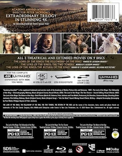 The Lord of the Rings: The Motion Picture Trilogy (Extended & Theatrical)(4K Ultra HD) thumbnail 3