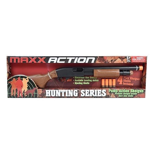 Sunny Days Entertainment Pump Action Blaster – with Realistic Sounds and Ejecting Play Shells | Hunting Role Play Toy | Cowboy Costume for Kids – Maxx Action, Wood Grain thumbnail 6