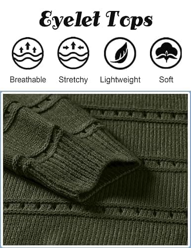 Zeagoo Womens Sweaters Cute Long Sleeve Off The Shoulder Pullover Tops Hollow Out Crochet Dressy Casual Outfits thumbnail 4