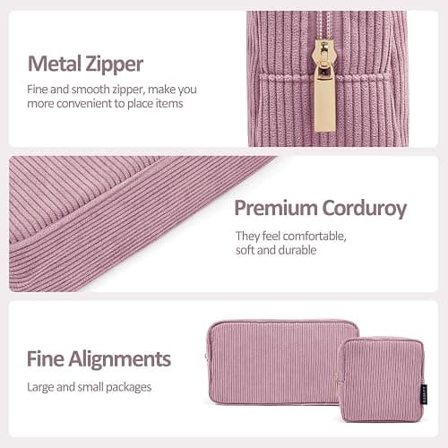MAGEFY Small Makeup Bag for Purse Mini Cosmetics Bag Corduroy Cute Cosmetic Pouch for Women with Slip-in Pockets thumbnail 4