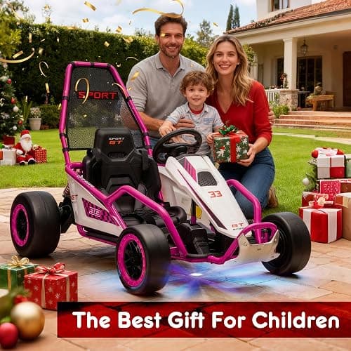 24V Electric Go Kart for Kids, Drift Kart w/Dual 200W Motors, 11 MPH, Front EVA Wheel & Metal Frame, Outdoor Ride on Toy w/Music & Lights, 2 Speed, 5 Point Harness, Crazy Cart for Ages 6-12, Pink thumbnail 2