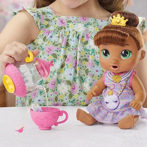 Baby Alive Bubbly Tea Party Sophia Sparkle Doll with Teapot Accessories, Brown Hair, 11 Inches, Kids Toys, Ages 3+ thumbnail 4