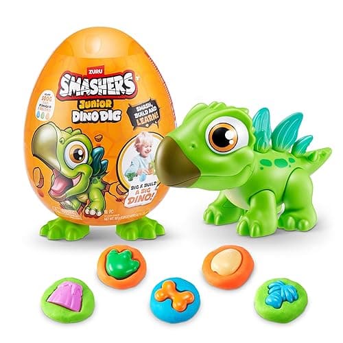 Smashers Junior Dino Dig Small Egg (Stegasaurus) by ZURU 12+ Surprises Compounds Mold Dinosaur Preschool Toys Build Construct Sensory Play - 3 Years + - Stegasaurus