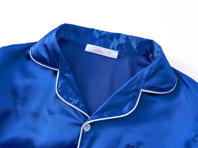 Tebbis Satin Pajamas for Girls - Baby Pink Cute Silky Summer Shorts Soft PJ Set Size 6/7-16 thumbnail 2