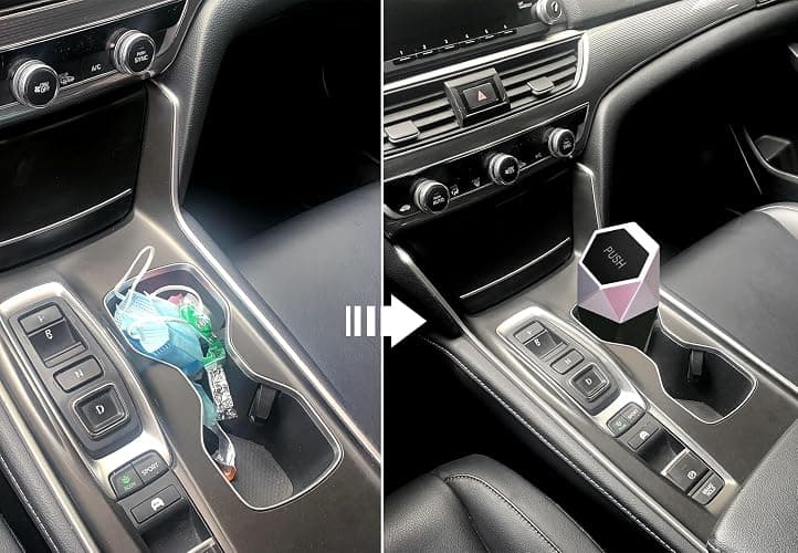 Ginsco Car Trash Can Cup Holder, 2 Pack Mini Car Trash Can with Lid, Car Accessories for Interior, Leakproof Small Trash Cup for Car, Home with Additional 2 ABS Hooks and 90pcs Trash Bags Silver thumbnail 5
