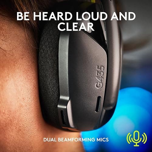 Logitech G435 Lightspeed & Bluetooth Wireless Gaming Headset - Lightweight Over-Ear Headphones, Built-in mics, 18h Battery, Dolby Atmos, PC, PS4, PS5, Nintendo Switch/Switch 2, Mobile - Black thumbnail 5
