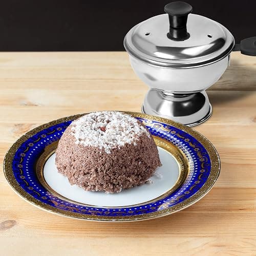 KSJONE Puttu Maker Stainless Steel, Stainless Steel Chiratta Puttu Maker, Chiratta Maker with Handle Use with Pressure Cooker Puttu Kutti Puttu Steamer Puttu Cooker Silver thumbnail 2