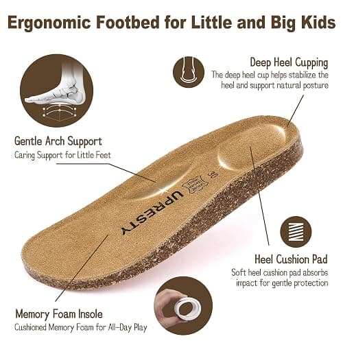 UpResty 100% Genuine Suede Toddler Kids Clogs with Arch Support, Boys Girls Infant Clogs with Comfort Memory Foam Insole, Non Slip Cork Footbed Mules for Kid with Adjustable Straps thumbnail 4