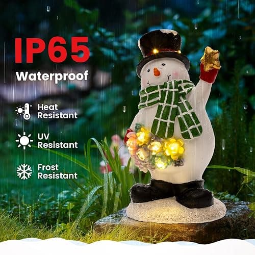GIGALUMI Solar Snowman Christmas Decorations Outdoor Porch 9 inch, Outdoor Snowman Christmas Decor, Christmas Figurines and Statue with LED for Porch Garden Patio, Unique Gifts for Mom Grandma thumbnail 7